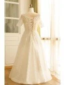 Modest Lace Short Sleeve Plus Size Wedding Dress With Beading For Cheap Online