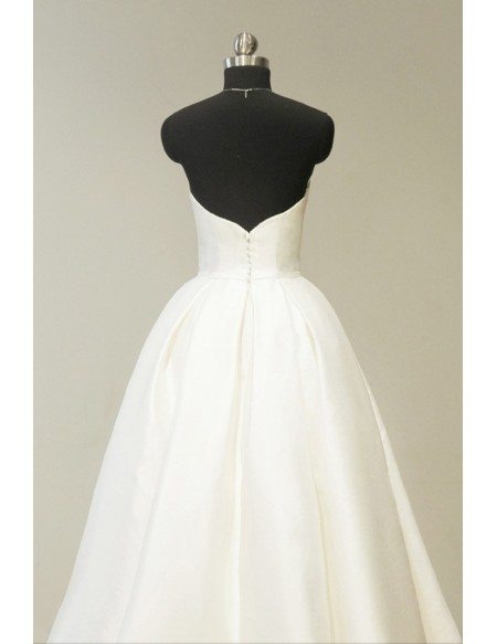 Vintage 70s Ivory Satin Sweetheart Tea Length Wedding Dress For Chic