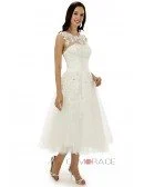 A-line Scoop Tea-length Wedding Dress