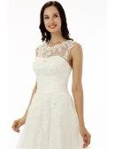 A-line Scoop Tea-length Wedding Dress