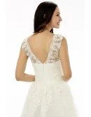A-line Scoop Tea-length Wedding Dress