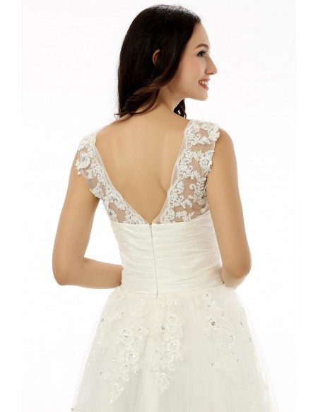 A-line Scoop Tea-length Wedding Dress