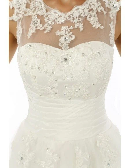 A-line Scoop Tea-length Wedding Dress