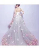Dreamy High Low Sweetheart Tulle Wedding Dress With Flowers
