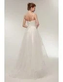 Simple High Low Tulle Beach Wedding Dress with Spaghatti Straps