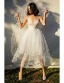 Simple Chic Tutu Tiered Tulle Short Tea Length Wedding Dress with Straps