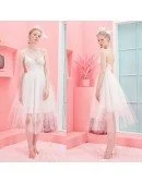 Simple Chic Tutu Tiered Tulle Short Tea Length Wedding Dress with Straps