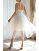 Simple Chic Tutu Tiered Tulle Short Tea Length Wedding Dress with Straps