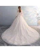 Off Shoulder Ballgown Flowers Princess Wedding Dress Butterfly Sleeves