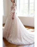 Off Shoulder Ballgown Flowers Princess Wedding Dress Butterfly Sleeves