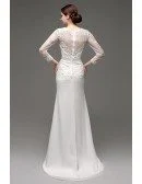 Cheap Vintage V Neck Lace Wedding Dress Fitted With 3/4 Sleeves