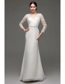 Cheap Vintage V Neck Lace Wedding Dress Fitted With 3/4 Sleeves