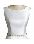 Simple Vintage A Line Satin Short Wedding Dress Reception Sleeveless