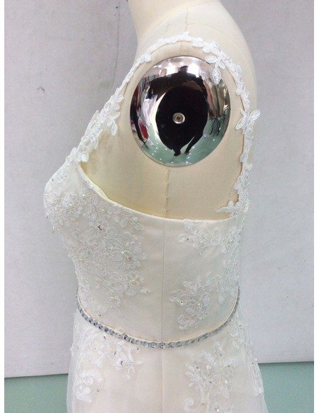 Country Chic High Low Lace Short Wedding Dress with Straps Perfect for Rustic Weddings