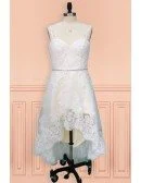 Country Chic High Low Lace Short Wedding Dress with Straps Perfect for Rustic Weddings