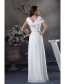 A-line V-neck Floor-length Chiffon Wedding Dress