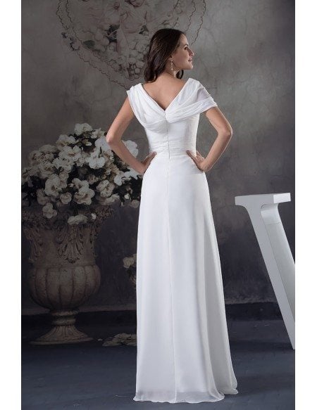 A-line V-neck Floor-length Chiffon Wedding Dress