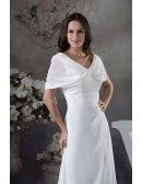 A-line V-neck Floor-length Chiffon Wedding Dress
