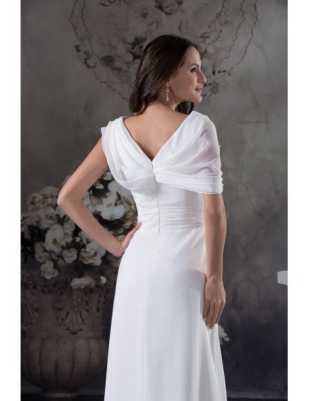 A-line V-neck Floor-length Chiffon Wedding Dress