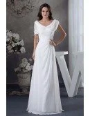 A-line V-neck Floor-length Chiffon Wedding Dress