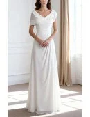 A-line V-neck Floor-length Chiffon Wedding Dress