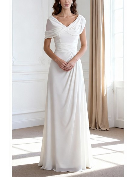 A-line V-neck Floor-length Chiffon Wedding Dress