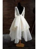 Vintage A-line Scoop Neck Short Lace Wedding Dress With Appliques Lace