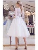 Vintage A-Line Scoop Neck Tea-Length Tulle Wedding Dress With Appliques Lace