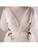 Plus Size Flowing Long Tulle Flowers Beach Wedding Dress For Outdoor Weddings