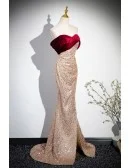 Champagne Bling Sequined Mermaid Evening Prom Dress