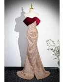 Champagne Bling Sequined Mermaid Evening Prom Dress