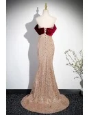 Champagne Bling Sequined Mermaid Evening Prom Dress