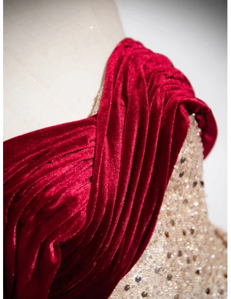 Champagne Bling Sequined Mermaid Evening Prom Dress