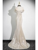 Metallic Sleek Mermaid Long Prom Dress With Pleats