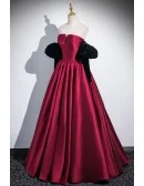 Strapless Satin Long Prom Dress With Detachable Sleeves