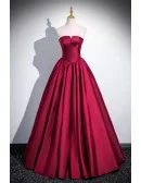 Strapless Satin Long Prom Dress With Detachable Sleeves