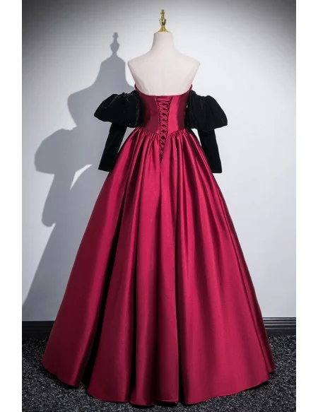 Strapless Satin Long Prom Dress With Detachable Sleeves