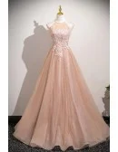 Charming Pink Beaded Long Halter Bling Prom Dress With Beadings