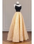 Color Block Ballgown Flowers Skirt Long Prom Dress Elegant