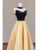 Color Block Ballgown Flowers Skirt Long Prom Dress Elegant