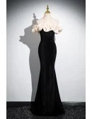 Elegant Sequined Halter Long Black Velvet Mermaid Prom Dress