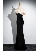 Elegant Sequined Halter Long Black Velvet Mermaid Prom Dress