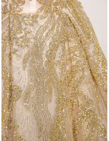 Sparkly Gold Sequins Strapless Long Party Prom Dress