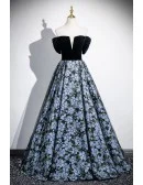 Dreamy Blue Flowers Long Prom Dress With Off Shoulder