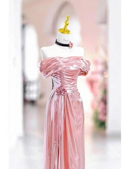 Attractive Sleek Pink Ruffled Off Shoulder Mermaid Prom Dress