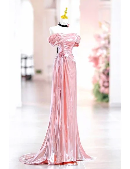 Attractive Sleek Pink Ruffled Off Shoulder Mermaid Prom Dress
