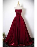 Sleek Burgundy Formal Long Prom Dress Off Shoulder With Beadings