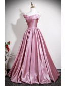Metallic Sleek Pink Strapless Prom Dress Long With Big Bow Back