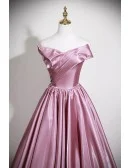 Metallic Sleek Pink Strapless Prom Dress Long With Big Bow Back