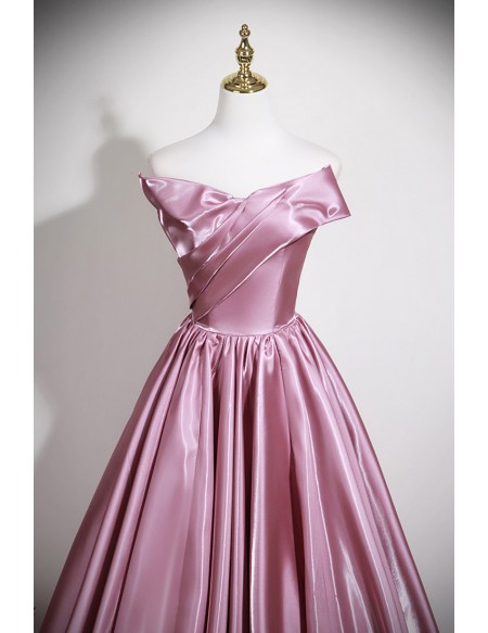 Metallic Sleek Pink Strapless Prom Dress Long With Big Bow Back